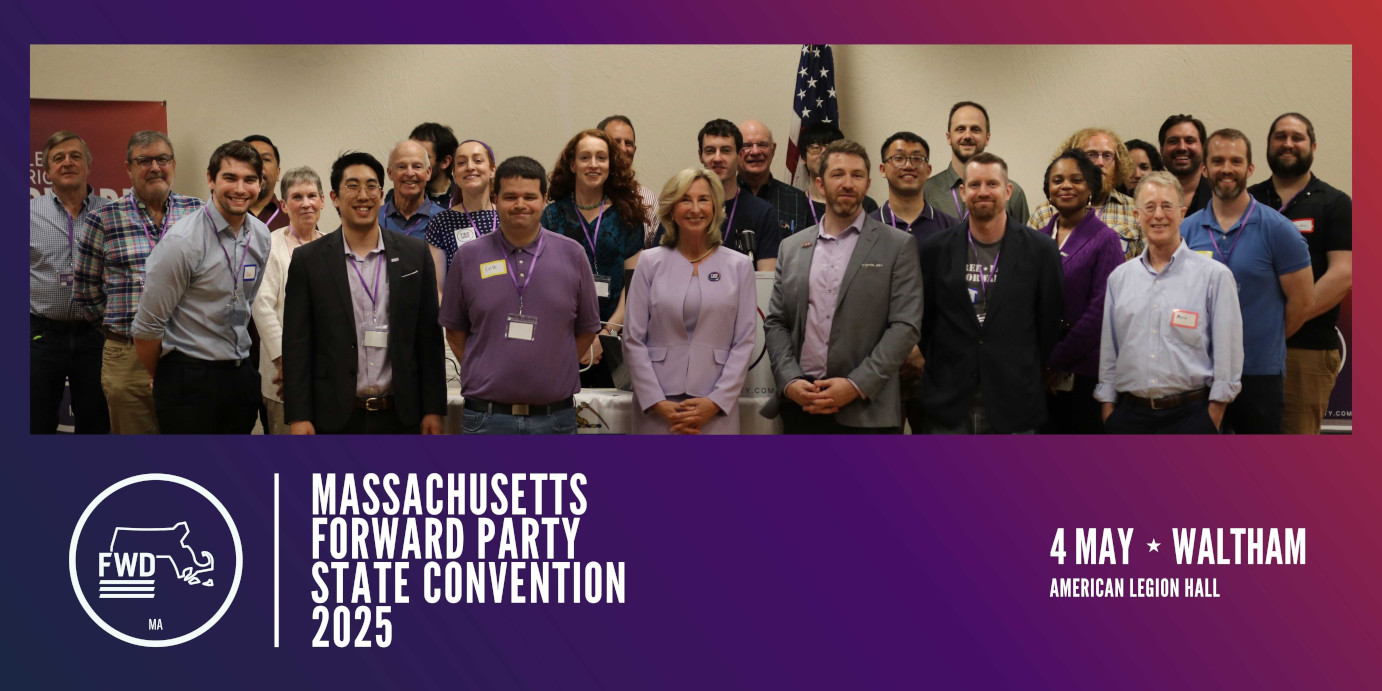 MA Forward Party members at the Waltham convention